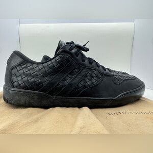 Bottega Veneta Intrecciato Woven Leather Sneakers Classic Low Cut EU 46 Black 14